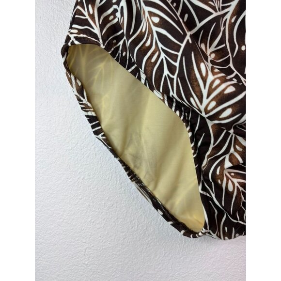 Lands' End women's 18 brown leaf patterned faux wrap one piece swimsuit‎ - Picture 3 of 8